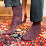 Les Roulottées - chaussettes femme - coton bordeaux