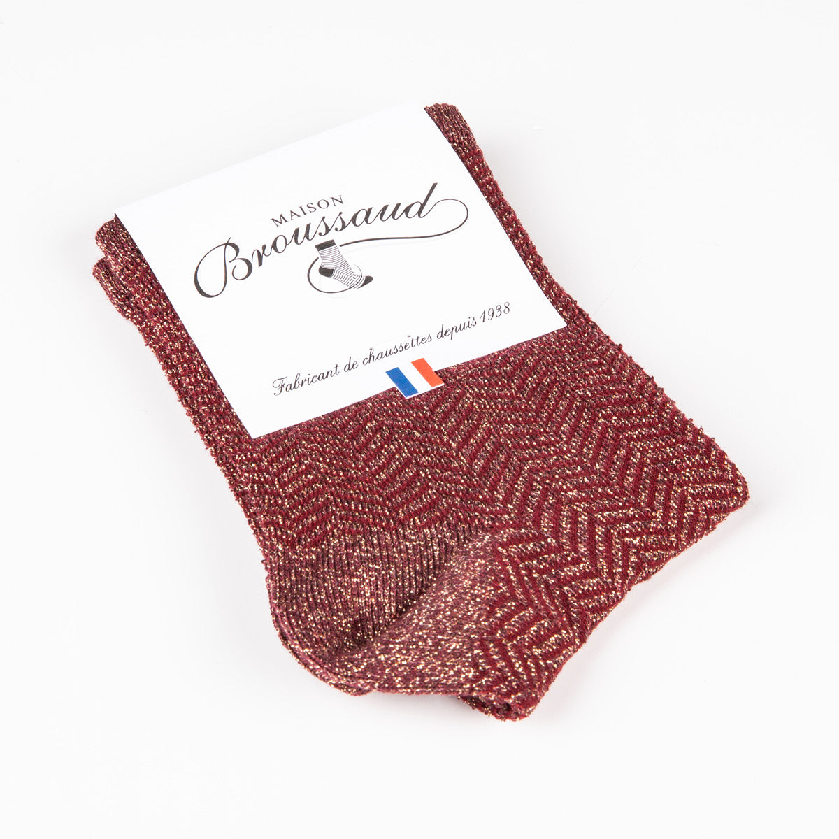 Les Chevrons - chaussettes femme - coton bordeaux