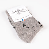 chaussettes grises à motif tour Eiffel