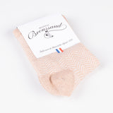 Les Chevrons - chaussettes femme - coton rose