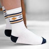 Les Losanges Rayées - chaussette enfant - coton blanc