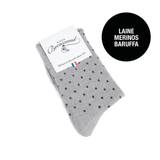 Pois bord roulotté - chaussettes femme - coton gris