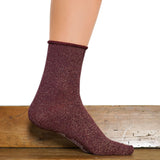 Les Roulottées - chaussettes femme - coton bordeaux