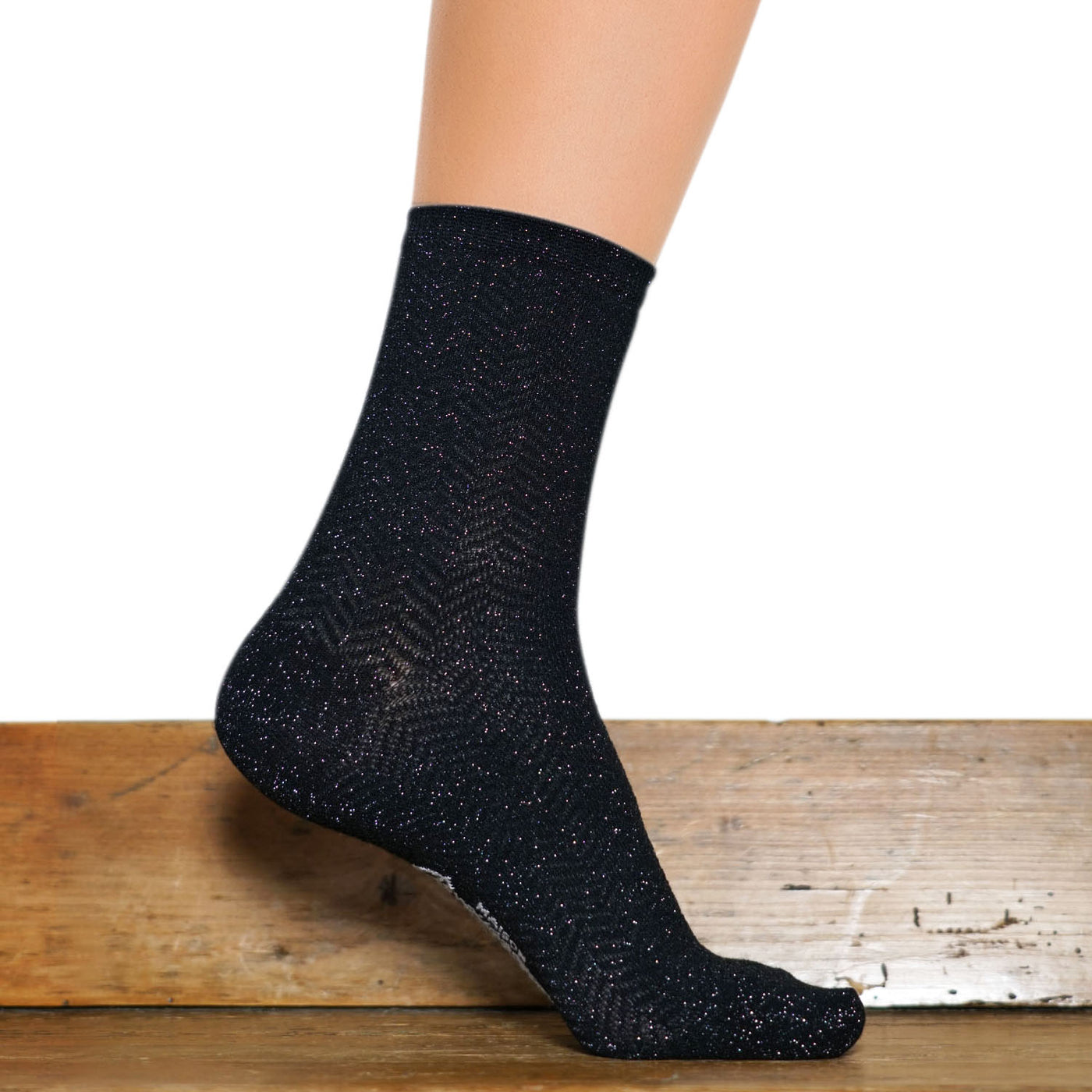 Les Chevrons - chaussettes femme - coton noir