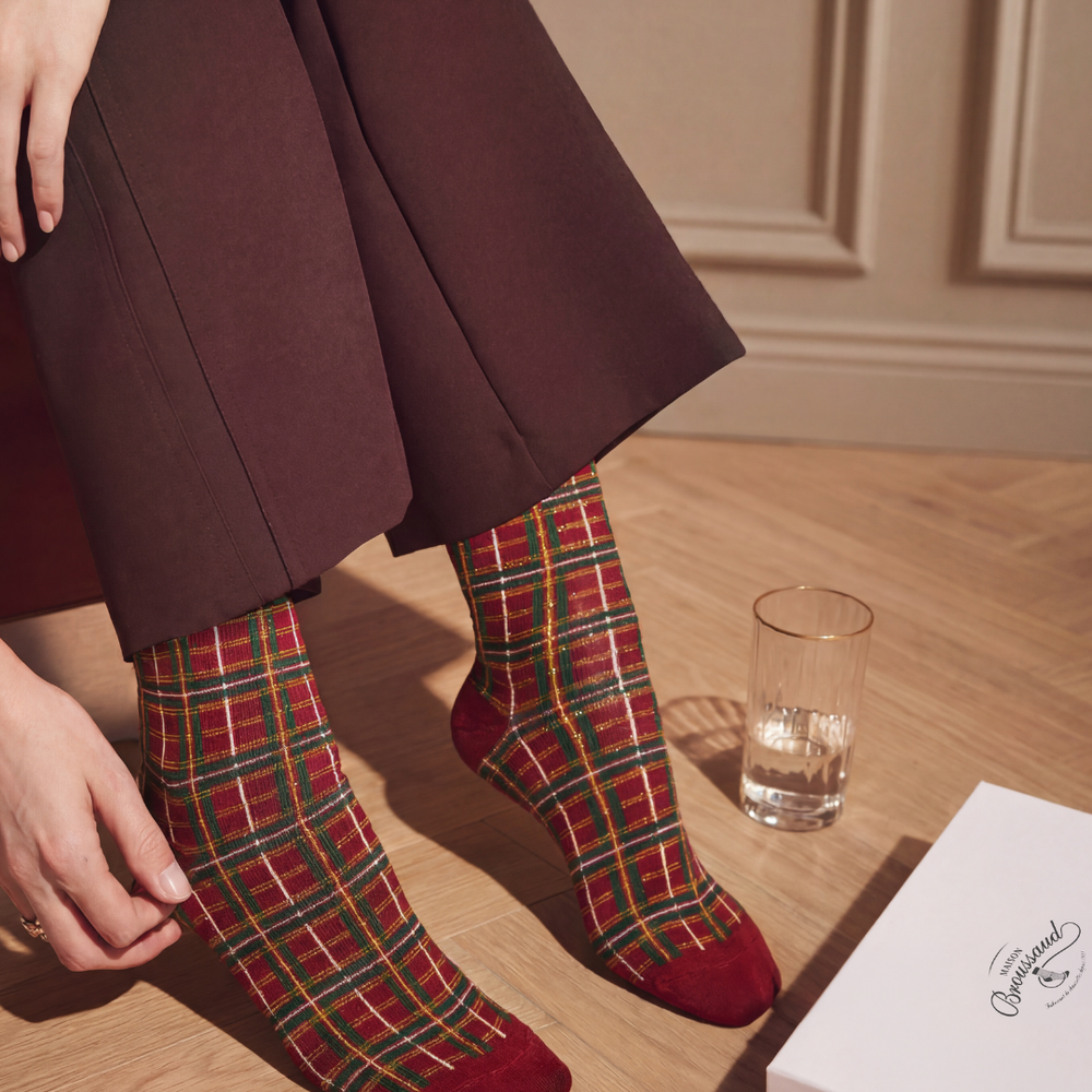 Tartan – Women’s Socks – Burgundy Cotton