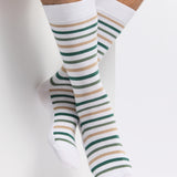 Les rayures-multico Armor-lux x Maison Broussaud - chaussettes homme - coton blanc vert