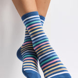 Les rayures-multico Armor-lux x Maison Broussaud - chaussettes femme - coton bleu