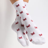 Les crabes Armor-lux x Maison Broussaud - chaussettes femme - coton blanc rouge