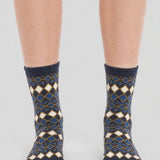 Les Losanges - women's socks - navy cotton