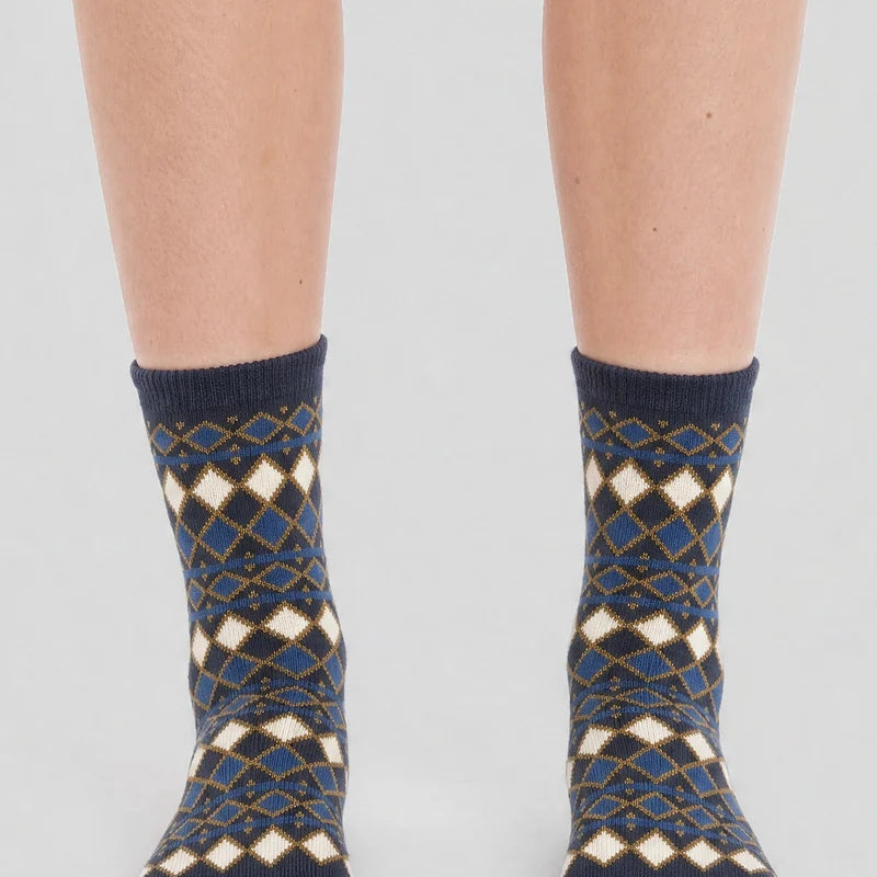 Les Losanges - women's socks - navy cotton