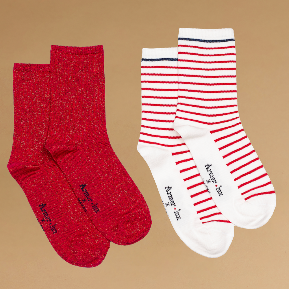 Coffret chaussettes femme rouge Armor-Lux