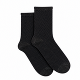 Les Chevrons -women's socks - black cotton