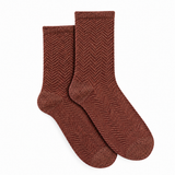 Les Chevrons - women's socks - burgundy cotton