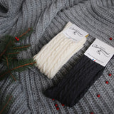 Anthracite cable-knit wool socks