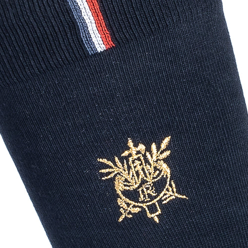 Coffret duo broderie Elysée x Maison Broussaud - chaussettes homme - coton bleu et rouge