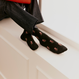 Owls - women's socks - black cotton