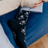 Flowers - women's socks - navy cotton