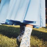 Titmouse socks - women's socks - white cotton