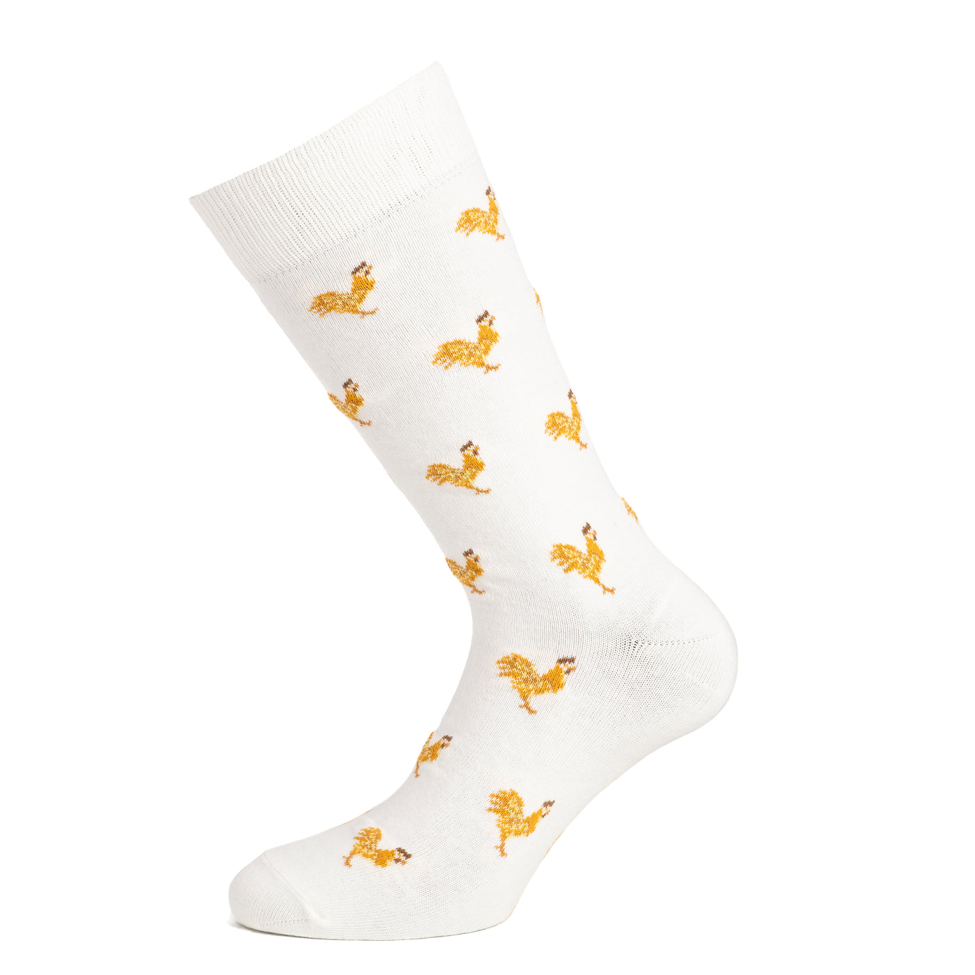 The roosters - men's socks - ecru cotton