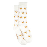 The roosters - men's socks - ecru cotton