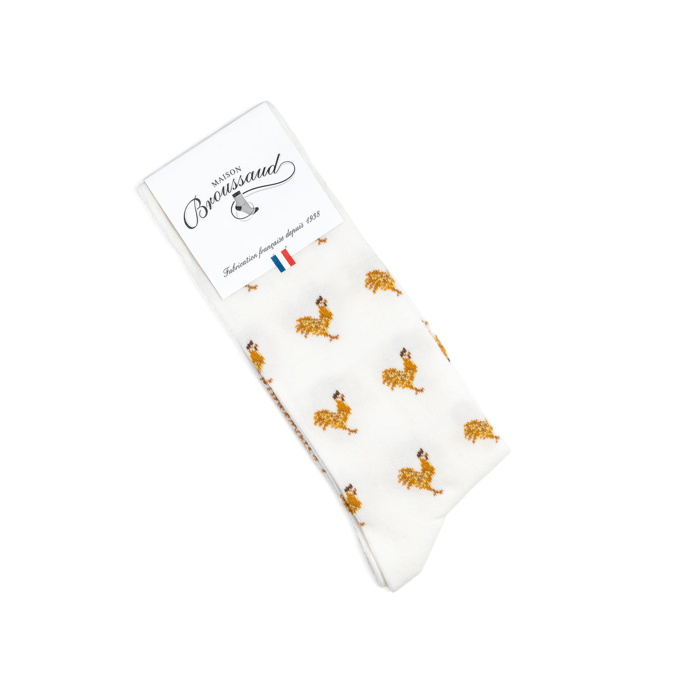 The roosters - men's socks - ecru cotton