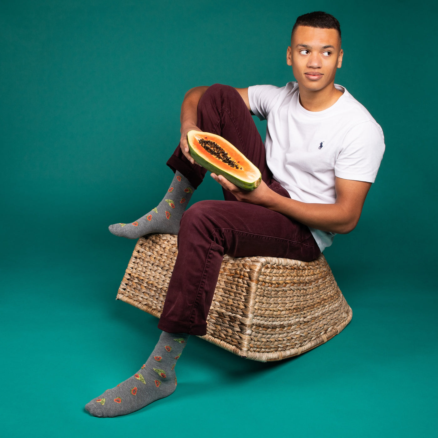 Les Papayes - chaussettes homme - coton gris