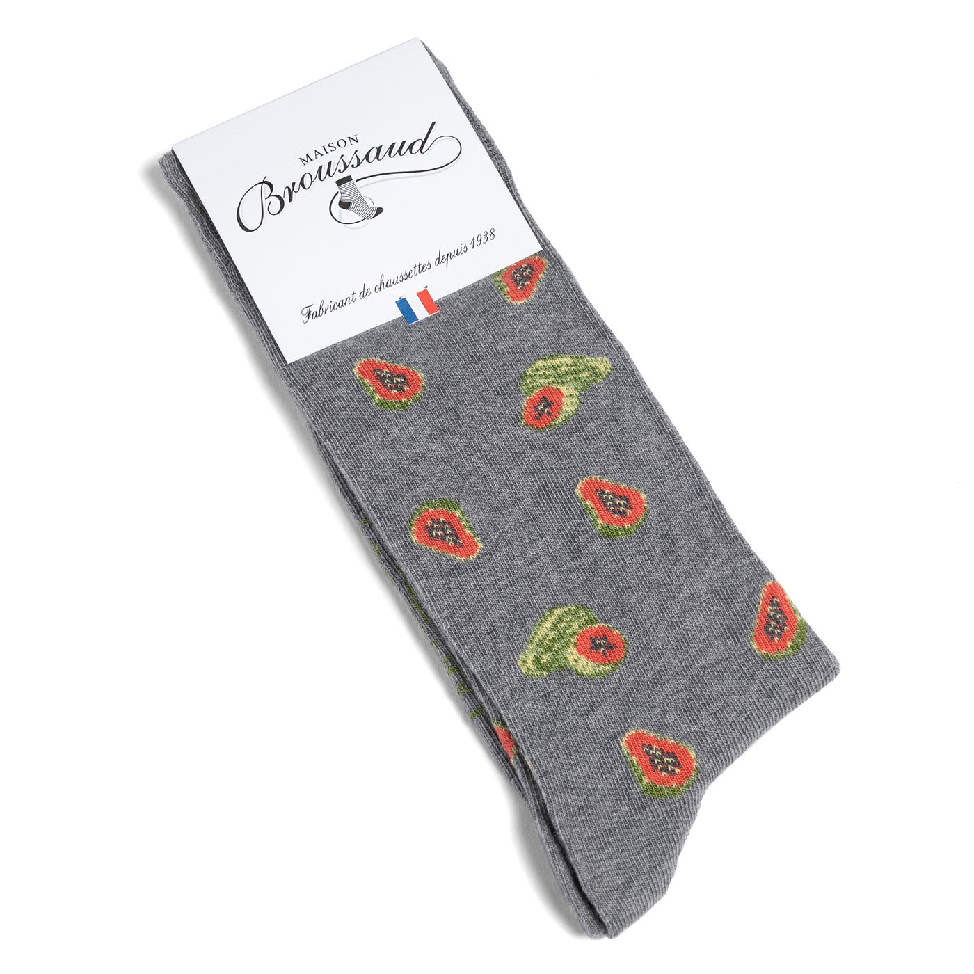 Les Papayes - chaussettes homme - coton gris
