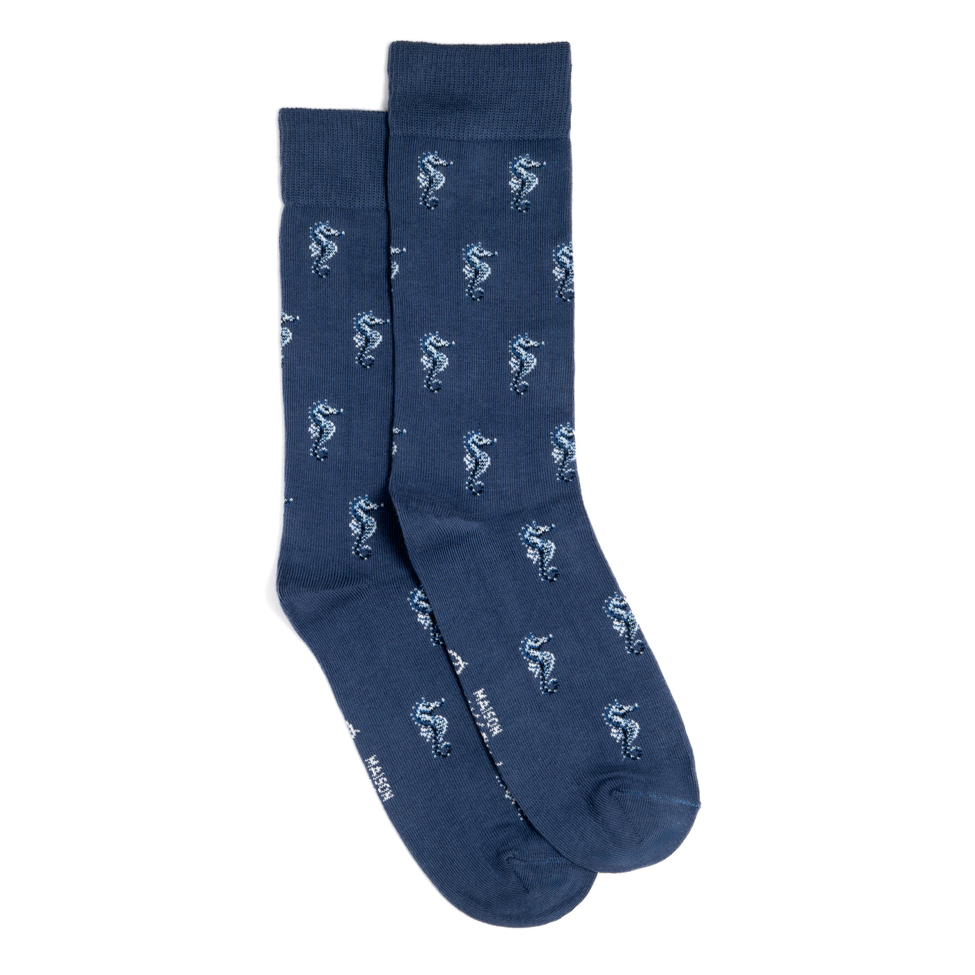 Seahorses - men's socks - blue cotton