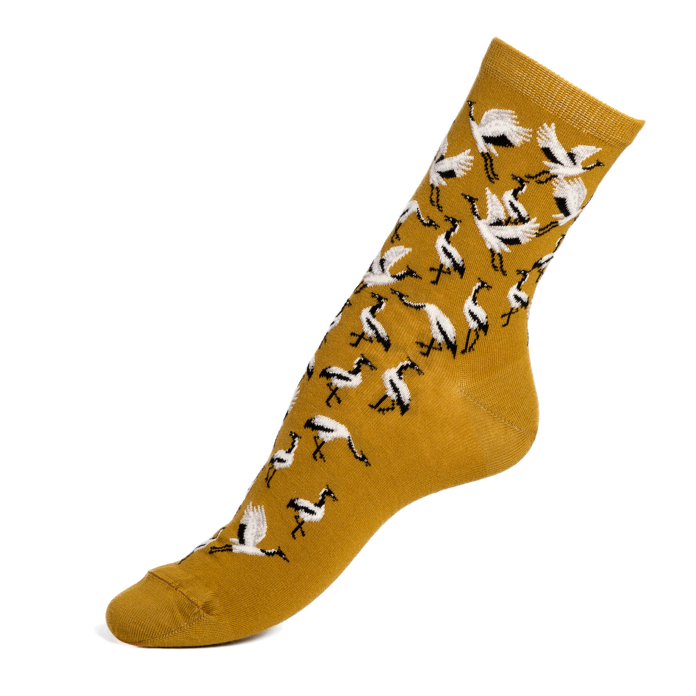 Wild Geese - Women's Socks - Olive Cotton