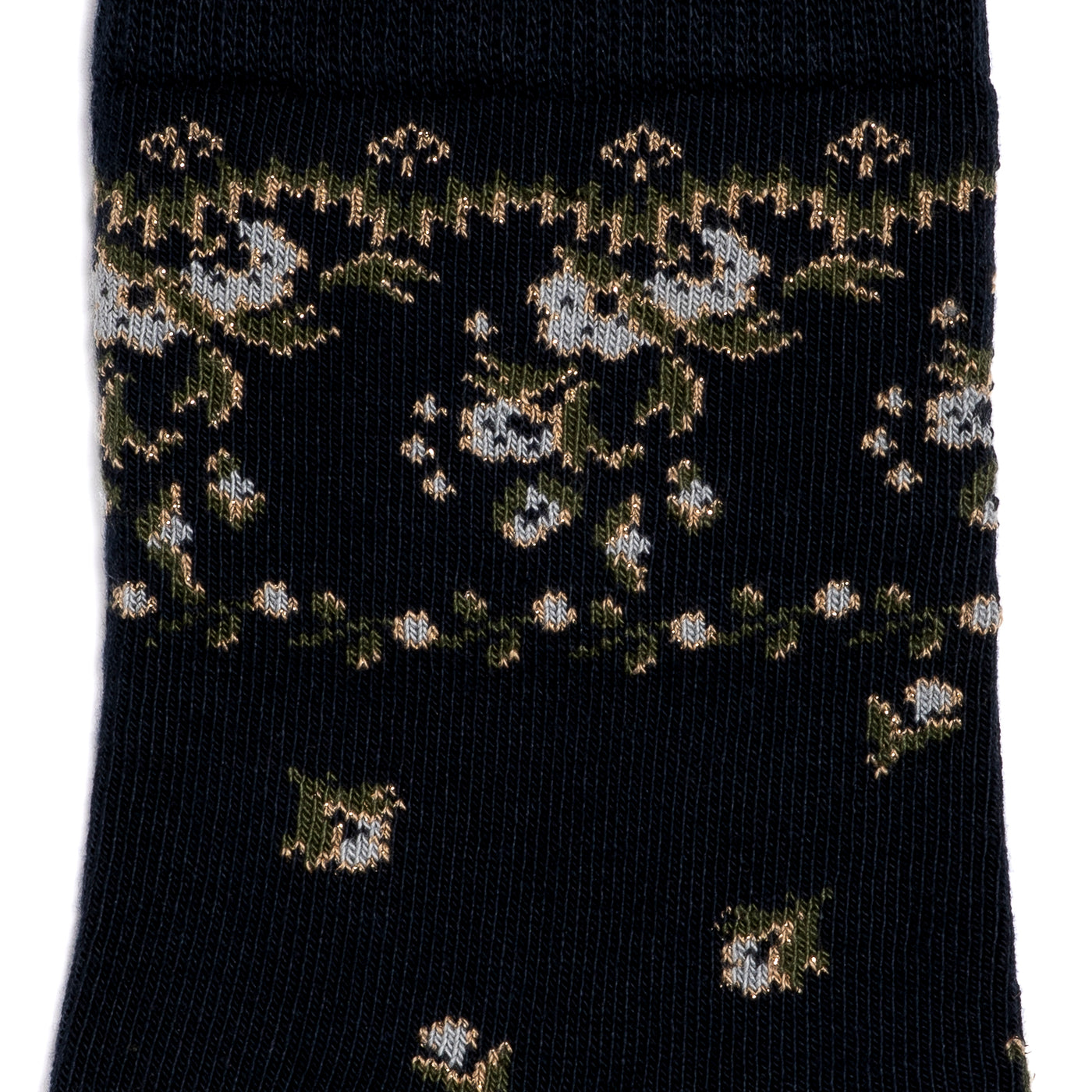 The floral frieze - women's socks - navy cotton