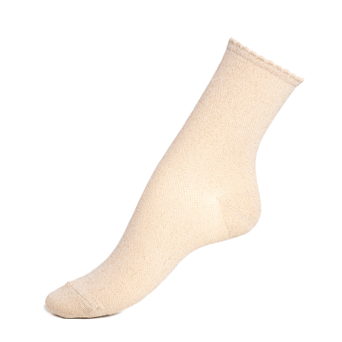 The scalloped - women's socks - beige cotton