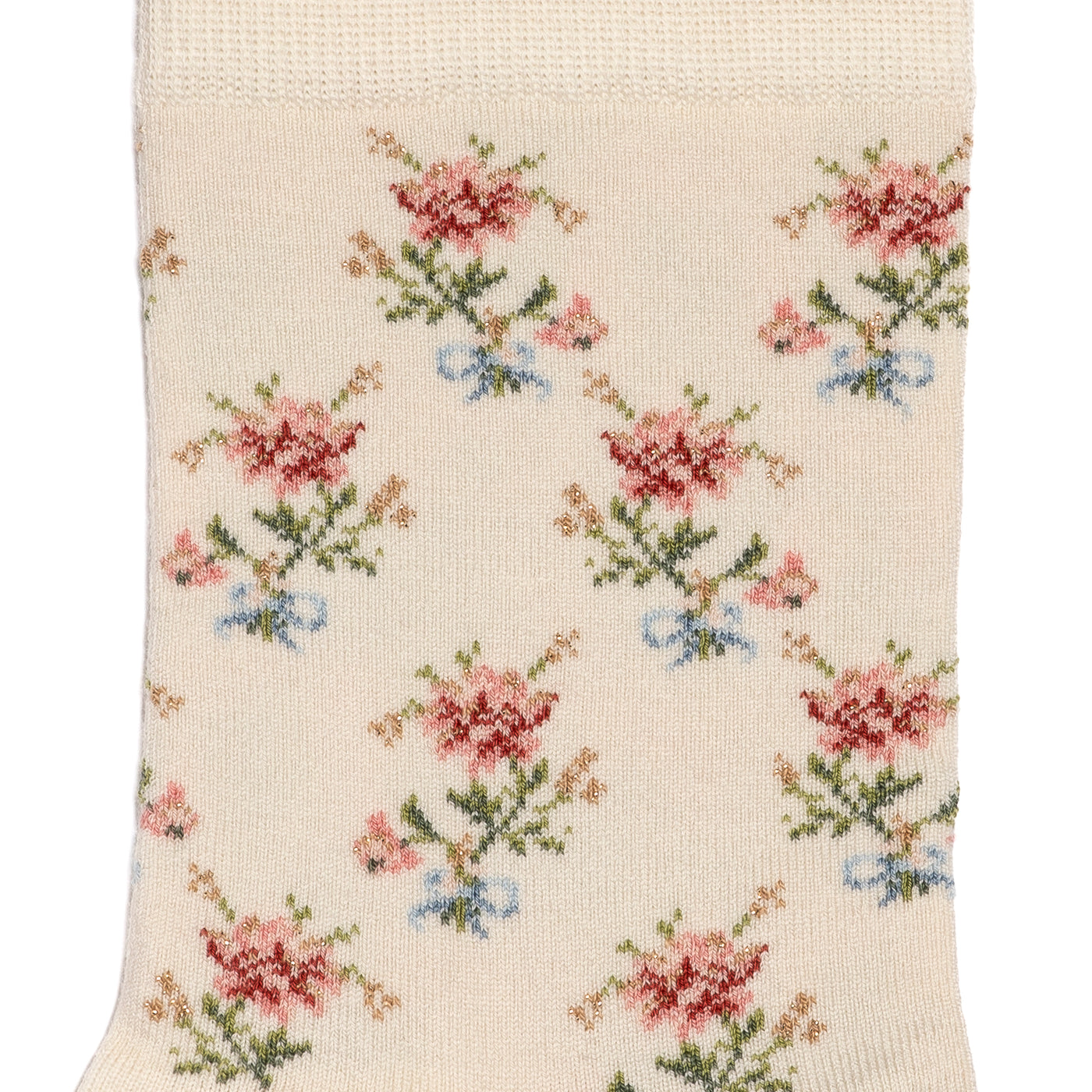 Les fleurs - chaussettes femme - coton écru