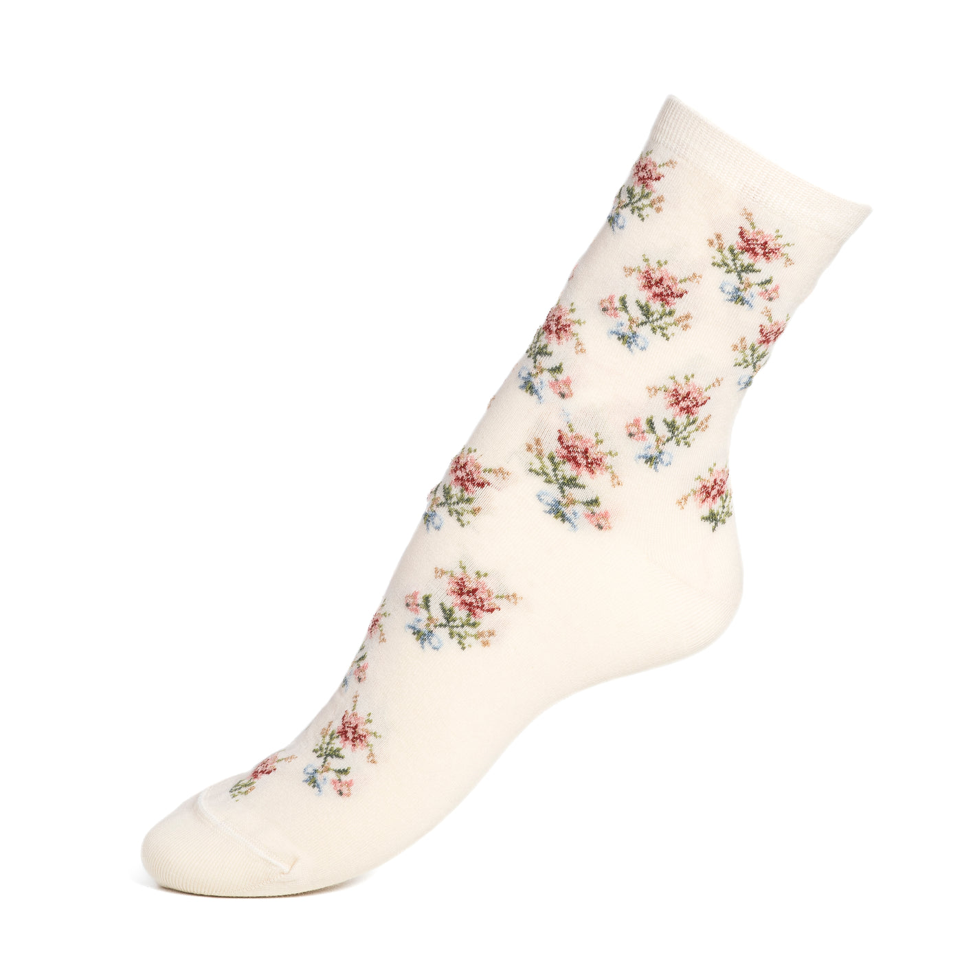 Les fleurs - chaussettes femme - coton écru