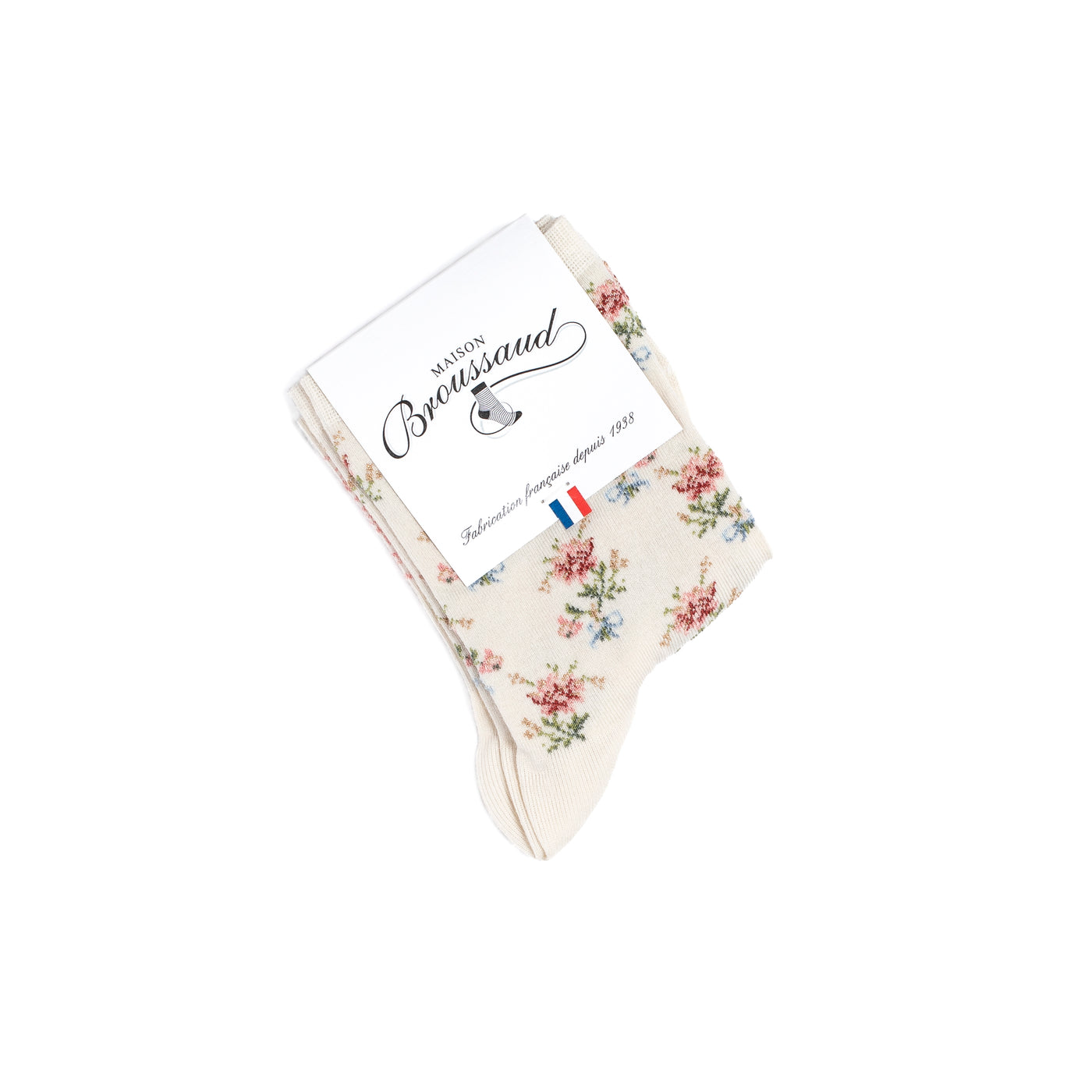 Les fleurs - chaussettes femme - coton écru