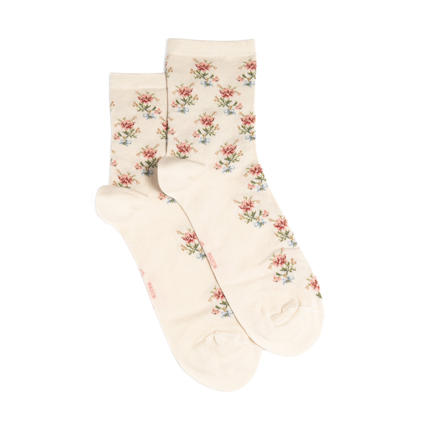 Les fleurs - chaussettes femme - coton écru