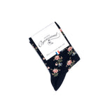 Flowers - women's socks - navy cotton