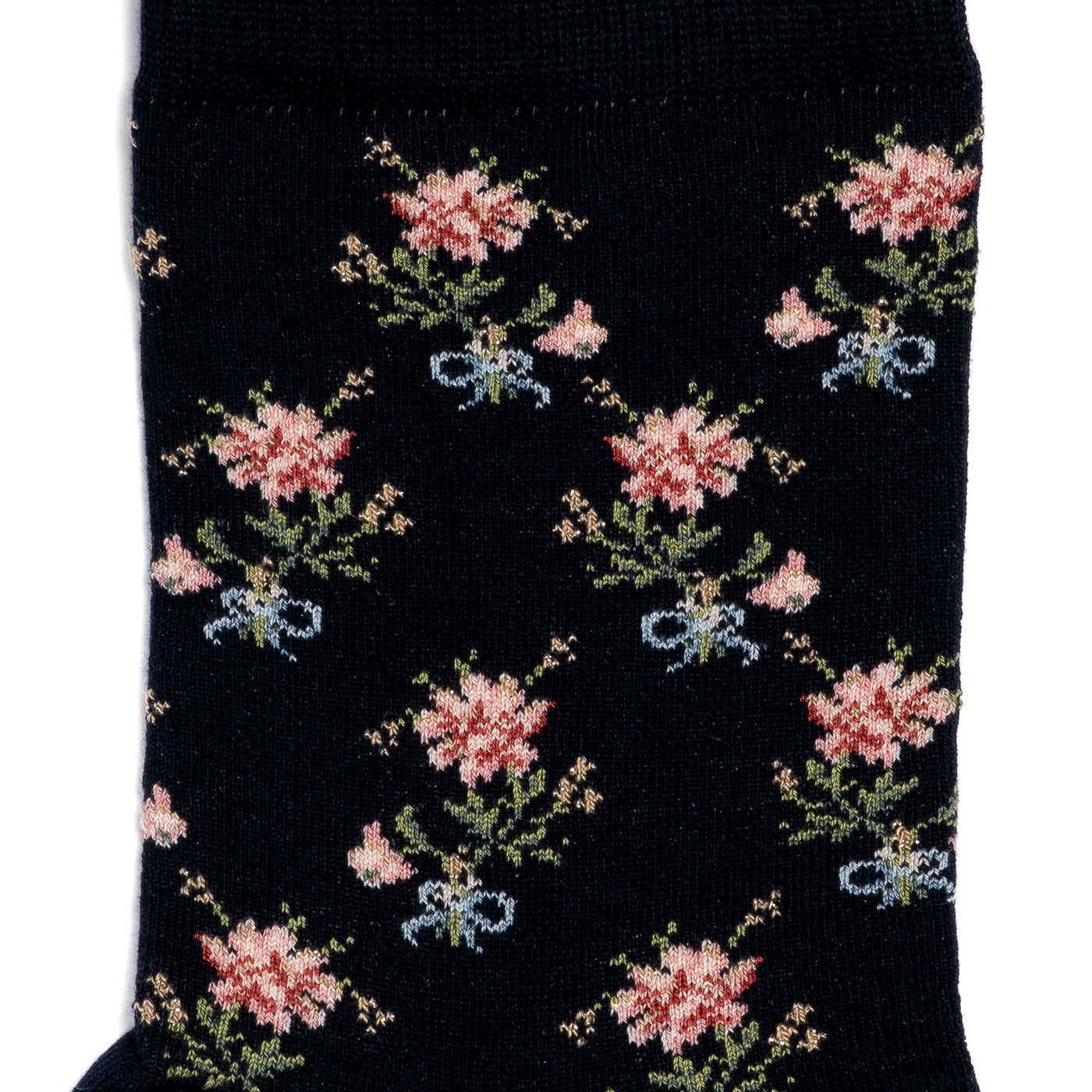 Flowers - women's socks - navy cotton