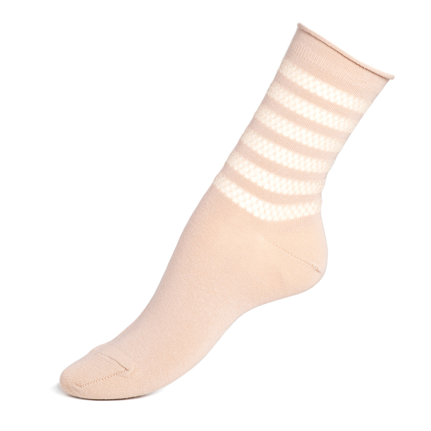 Fancy knits - women's socks - natural-nude cotton