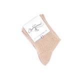 Fishnet mesh - women's socks - beige cotton