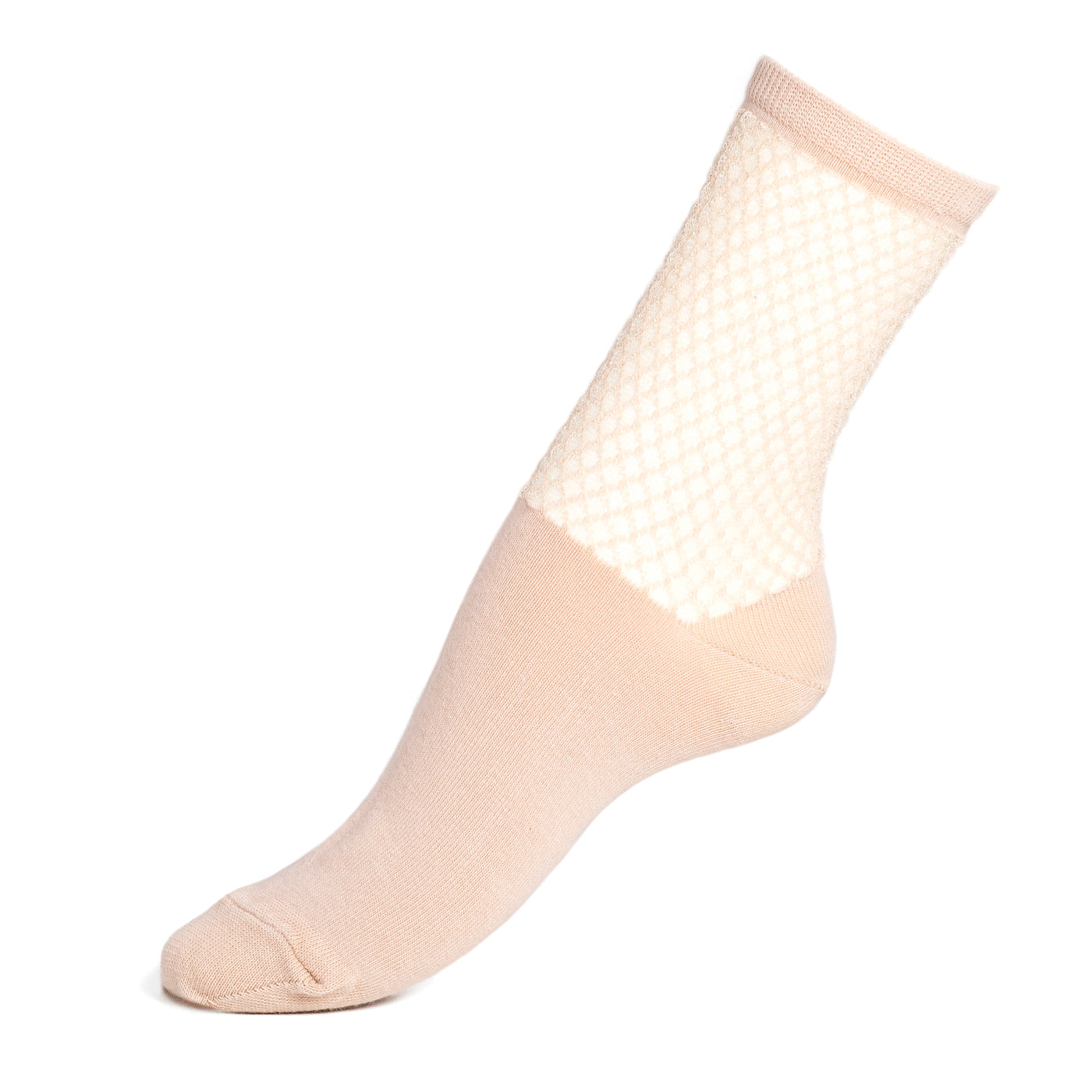 Fishnet mesh - women's socks - beige cotton