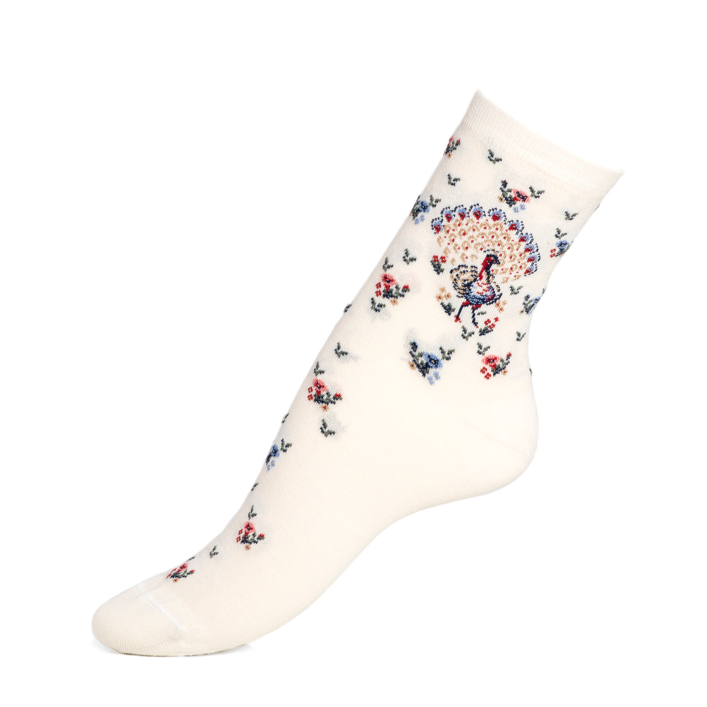 The Peacock - women's socks - ecru cotton