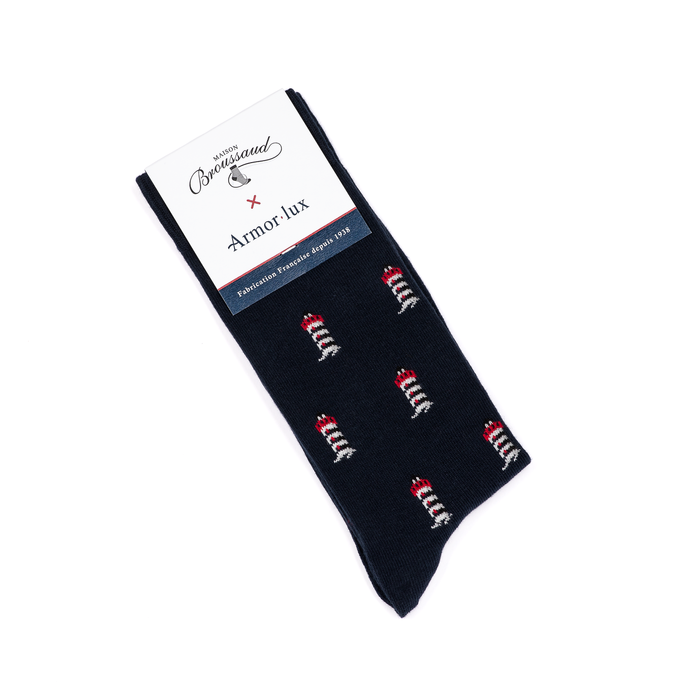 Armor-lux x Maison Broussaud headlights - men's socks - navy cotton