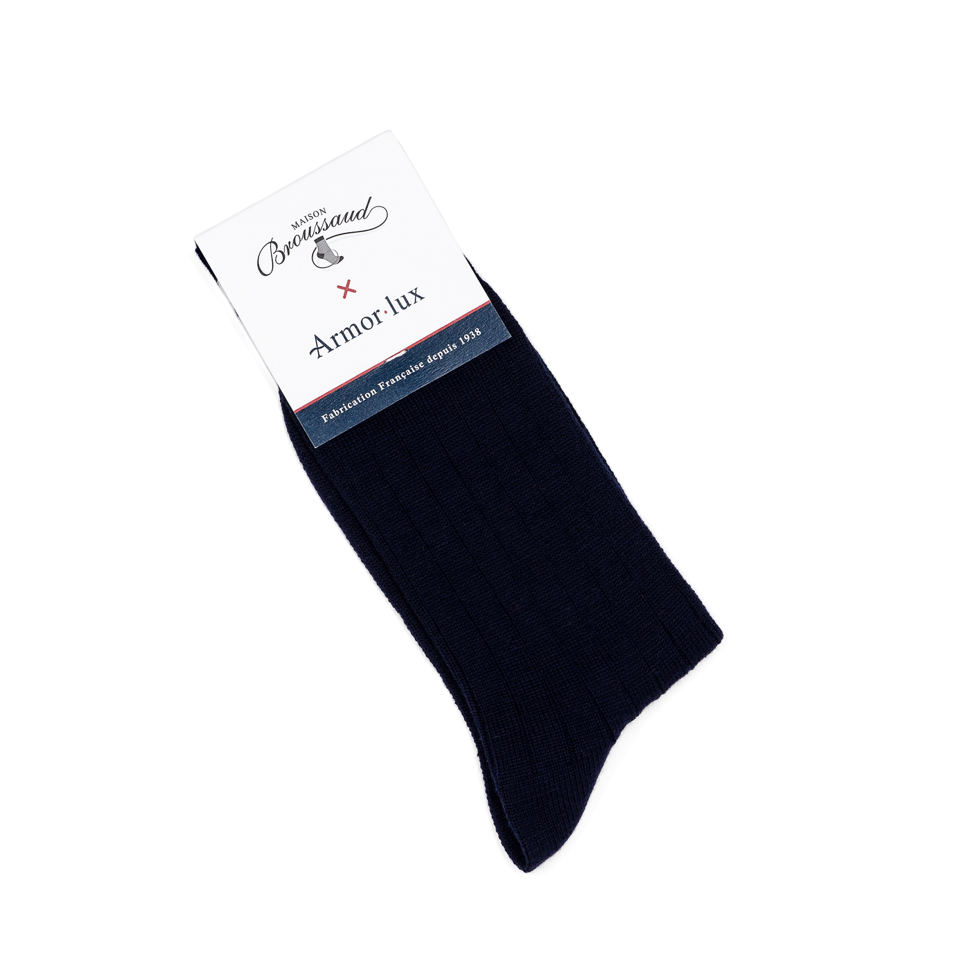 Armor-lux x Maison Broussaud Les côtelées - men's socks - navy and white wool