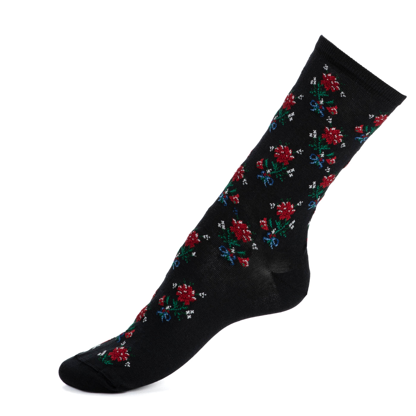 The bouquet - women's socks - black cotton