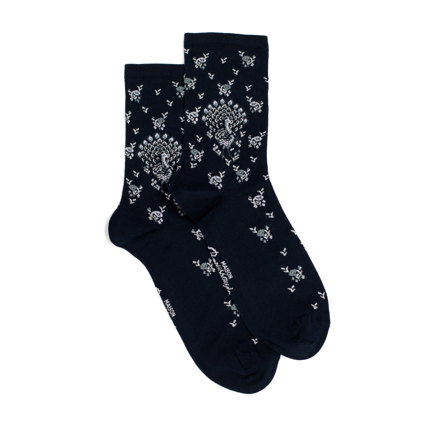 Peacocks - women's socks - navy cotton