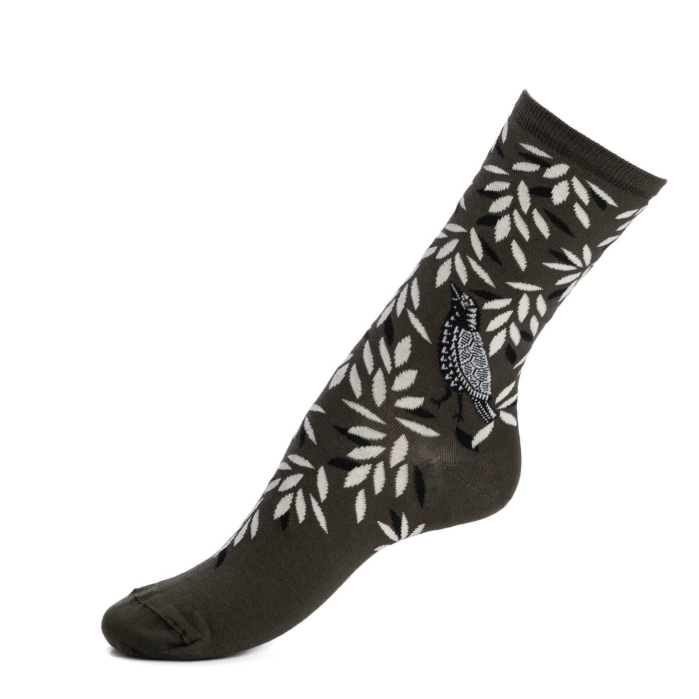 Bird - women's socks - khaki cotton