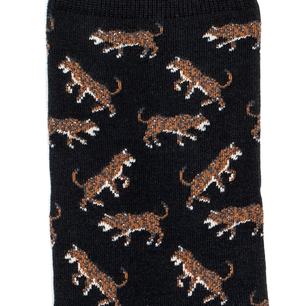 Les léopards - chaussettes femme - coton noir