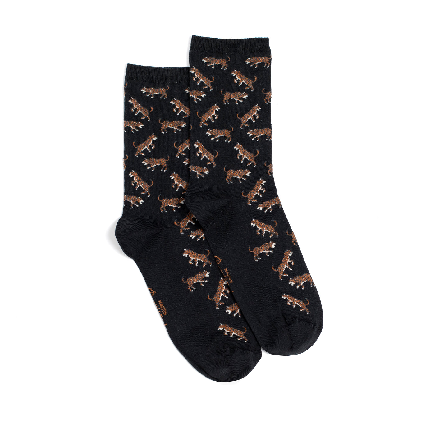 Leopards - women's socks - black cotton