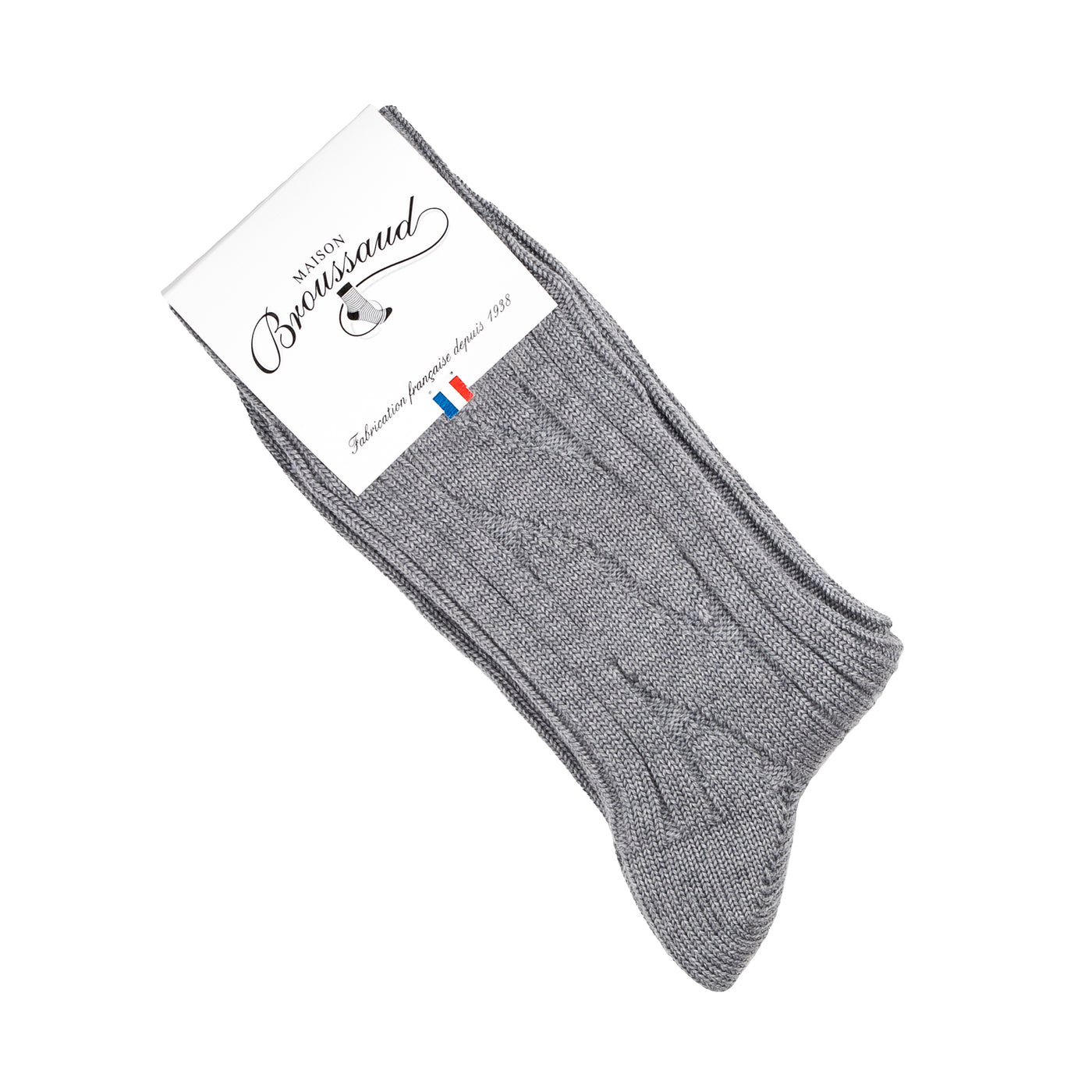 Les torsades - chaussettes homme - laine mérinos gris-clair