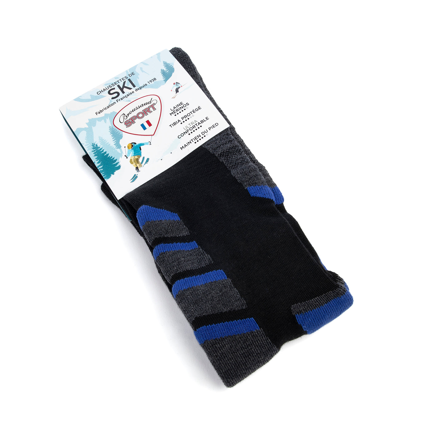 Black-gray-blue ski socks
